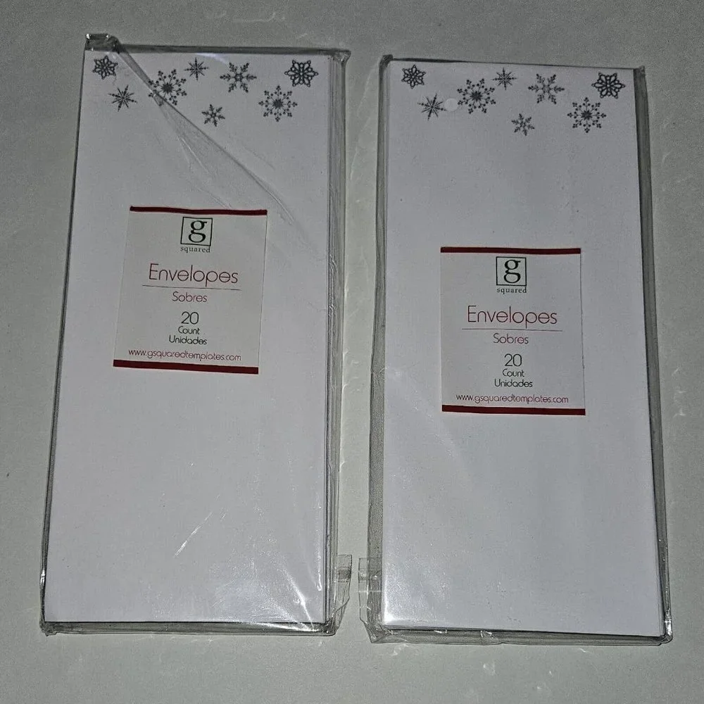 NEW 5 Packs Snowflake Envelopes Christmas Letters White Silver G Squared